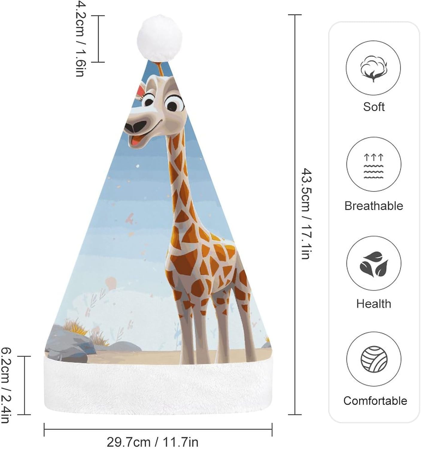 NWGHM Christmas Cartoon Giraffe Santa Hat