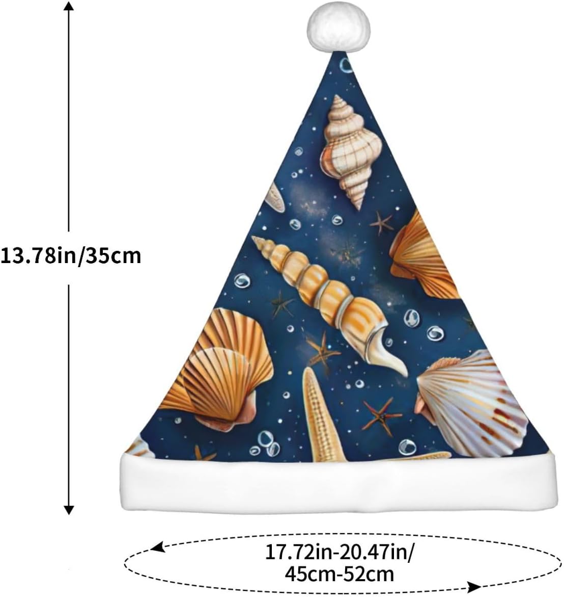 Starfish and Seashell Pattern Christmas Santa Hat Small Size