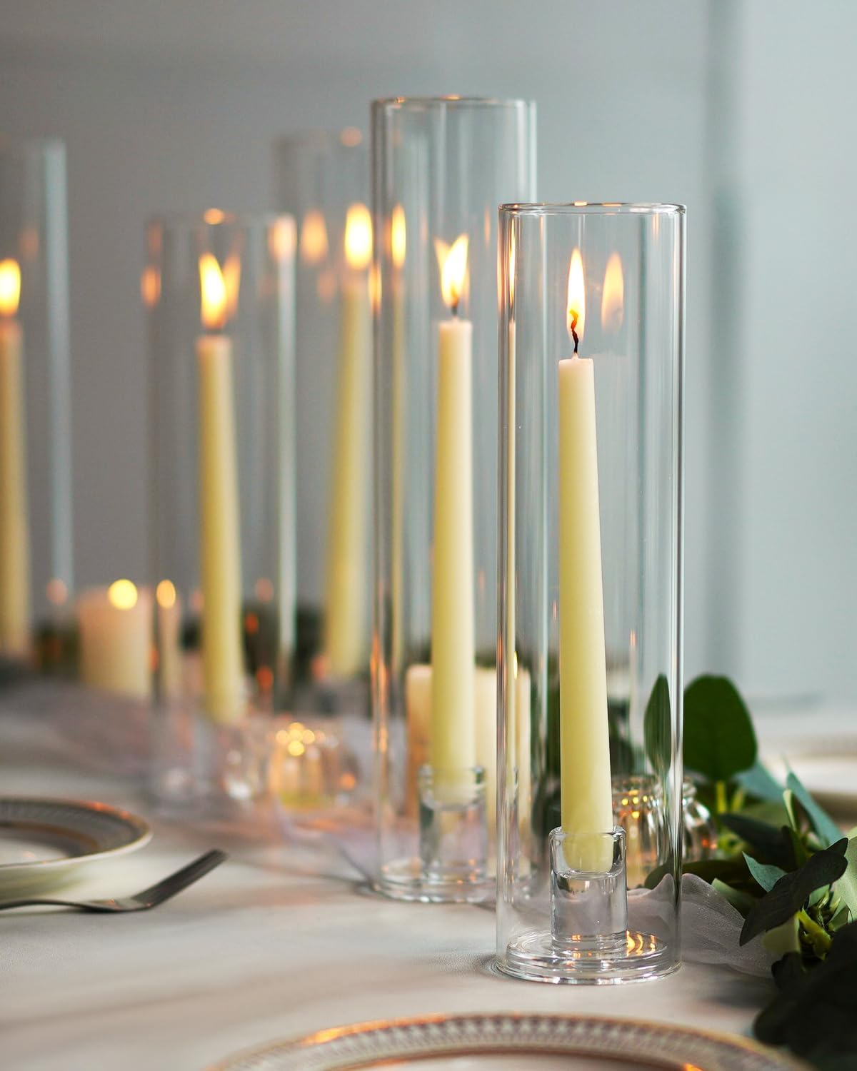 Willceka Glass Hurricane Candle Holder 6pcs 12 Inch