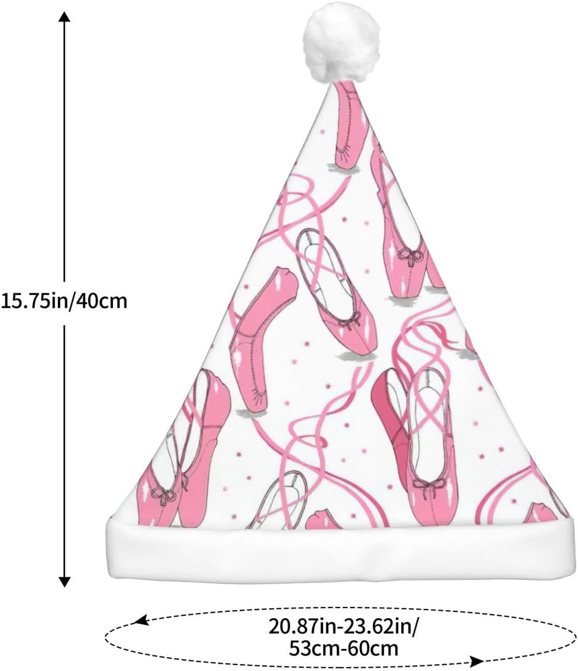 Pink Ballet Shoes Print Christmas Santa Hat for Adults