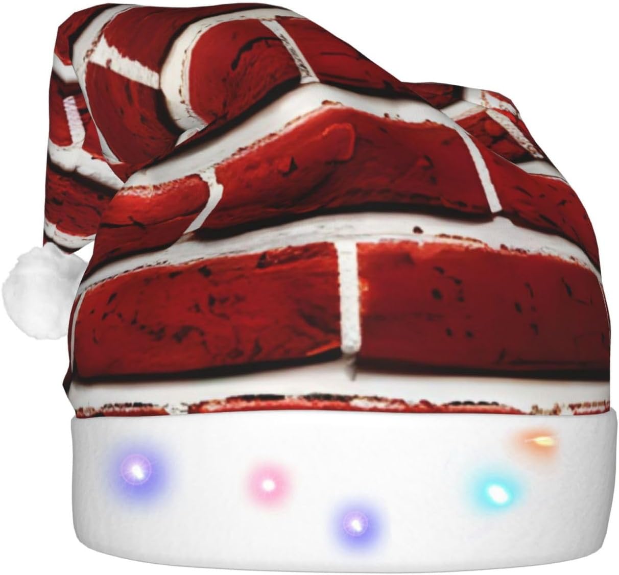 QINZHENG Brick Red LED Santa Hat for Adults Christmas Party Hat