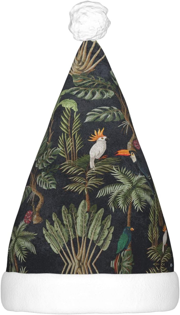 Watercolour Cactus Print LED Christmas Santa Hat For Adults