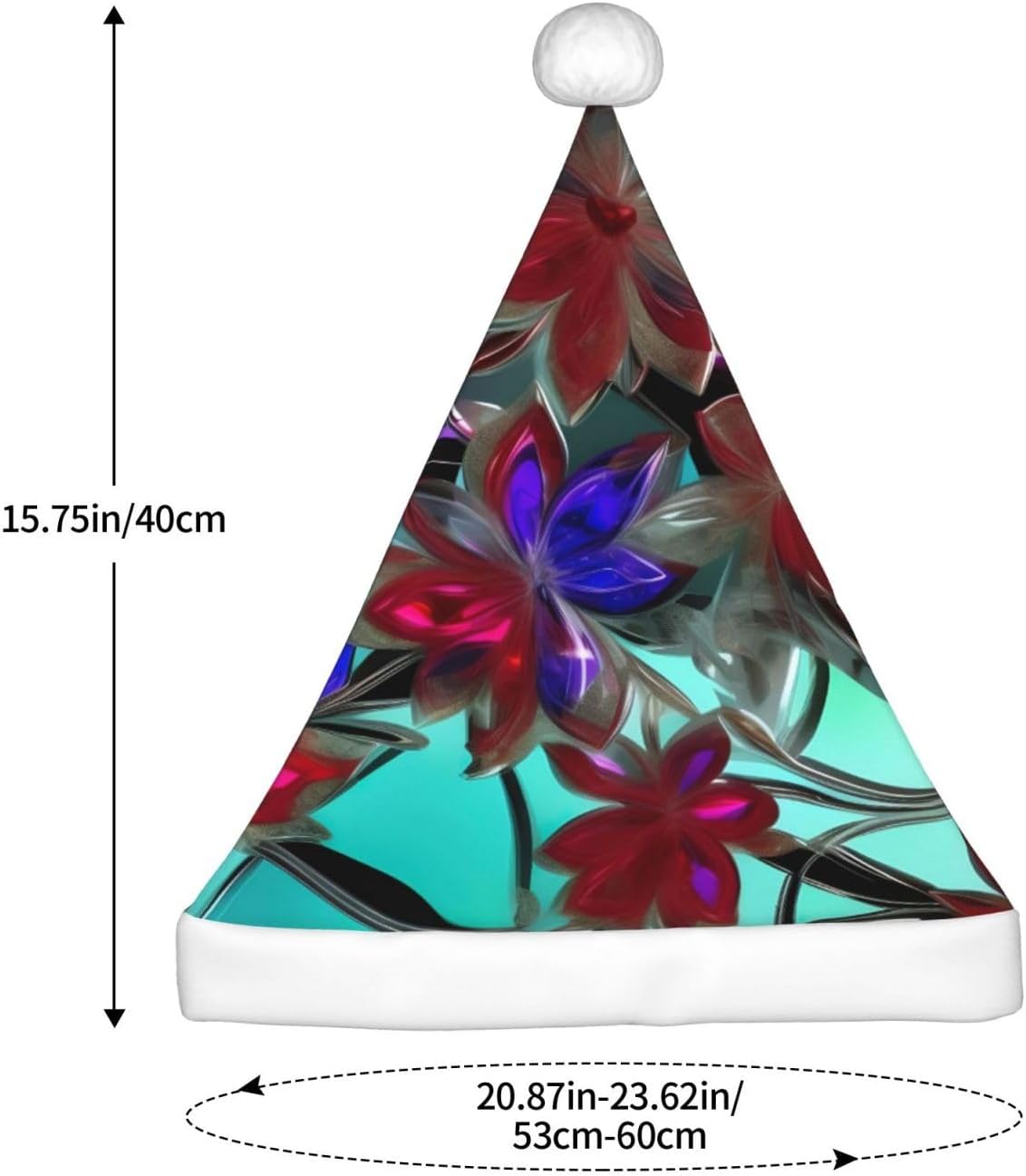 QinZheng Personalized Flower Stained Glass Santa Hat