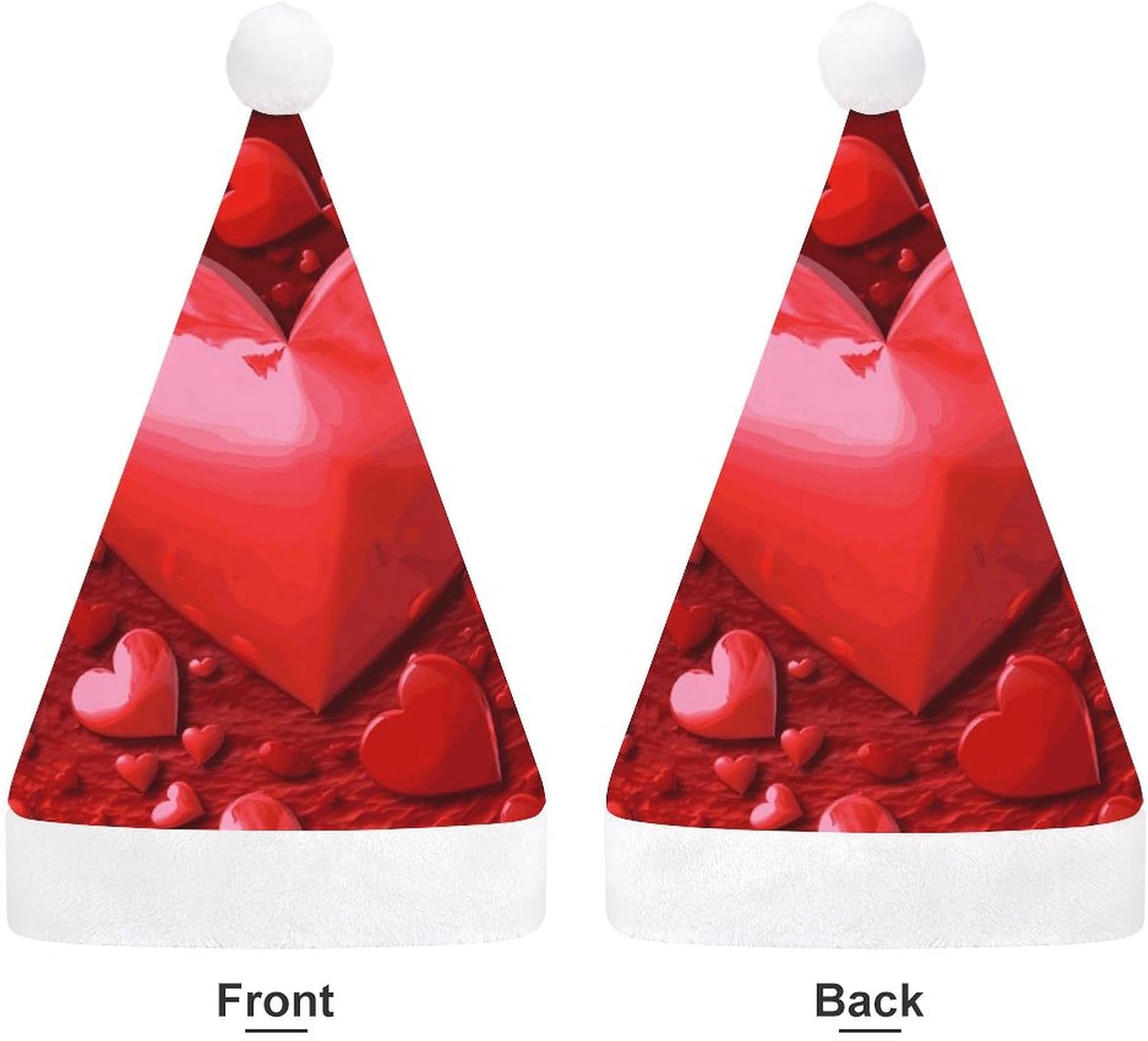 Christmas Santa Hat with Hearts for Adults