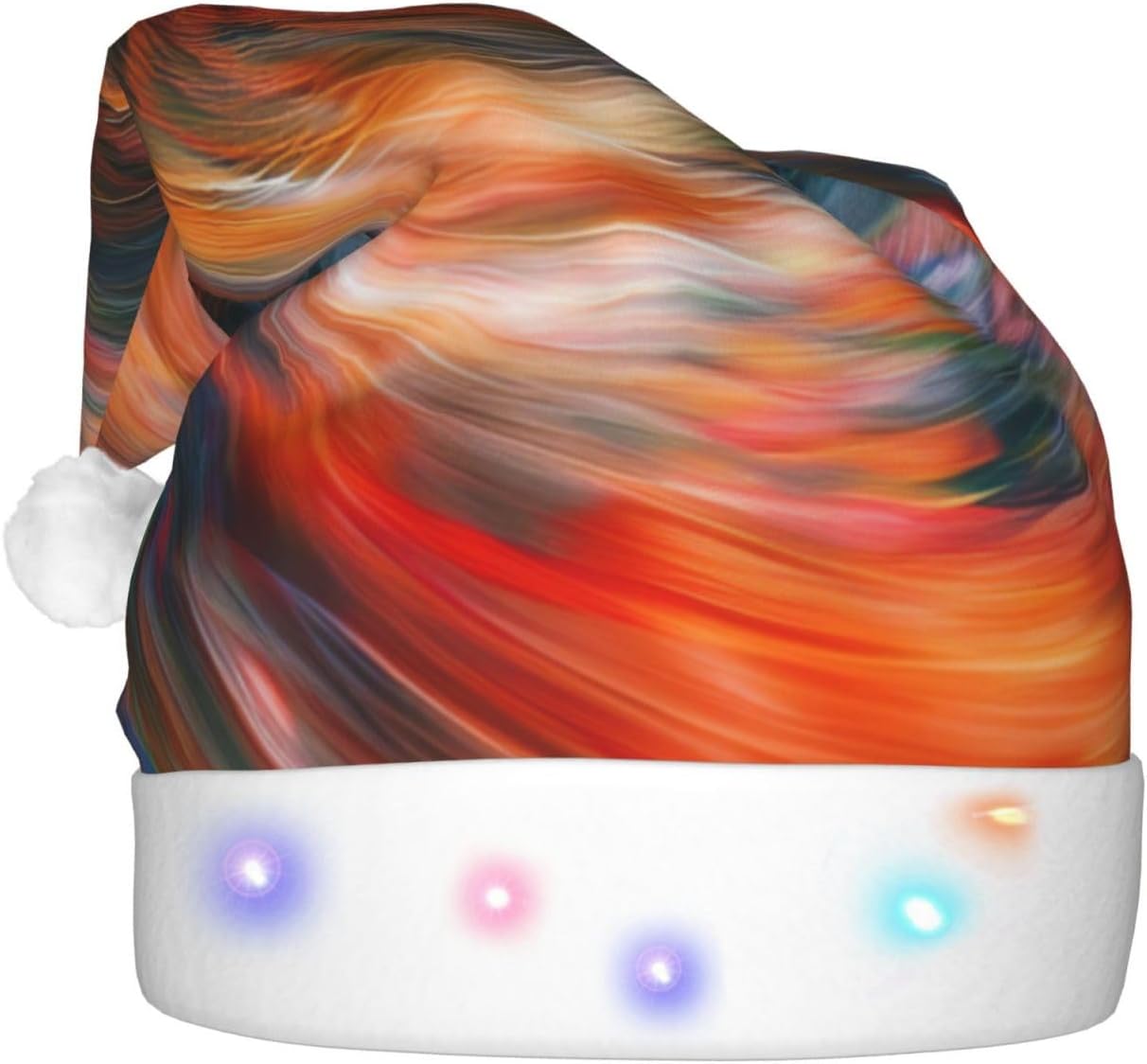 QINZHENG Stripe Vortex Print LED Santa Hat for Christmas Halloween Party