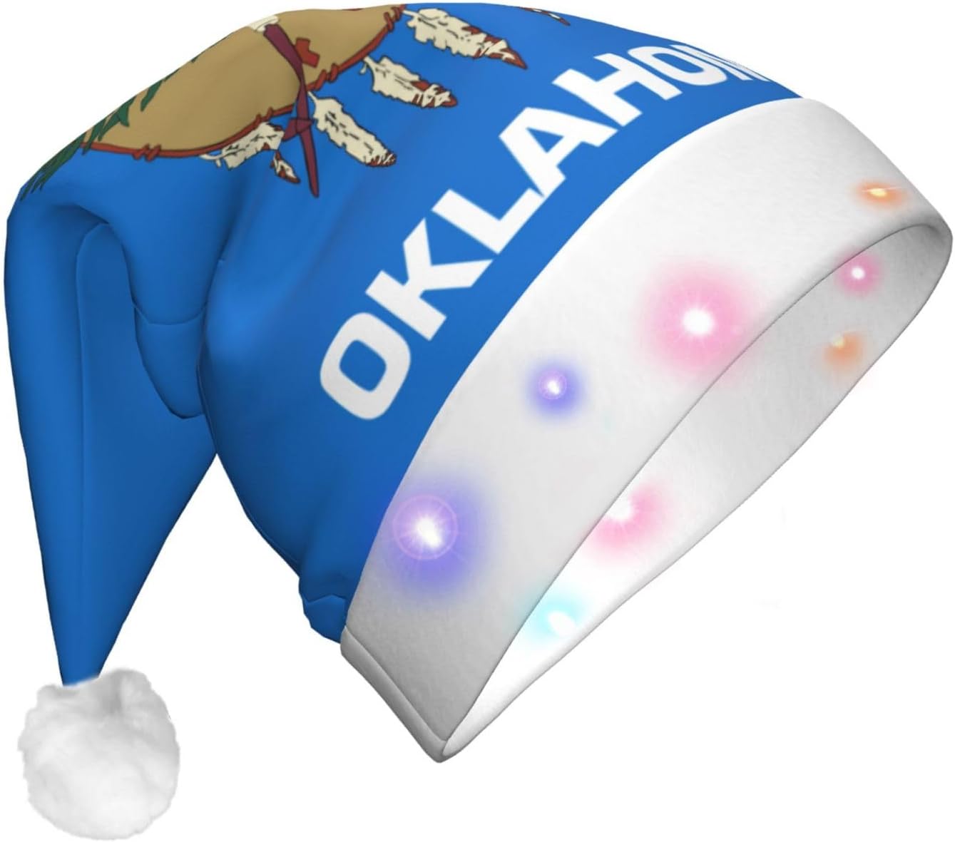 Oklahoma State Flag Christmas Hat with LED Lights