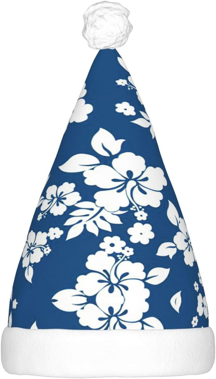 Hawaii Flower Print Light Up Santa Hat for Adult Christmas Party
