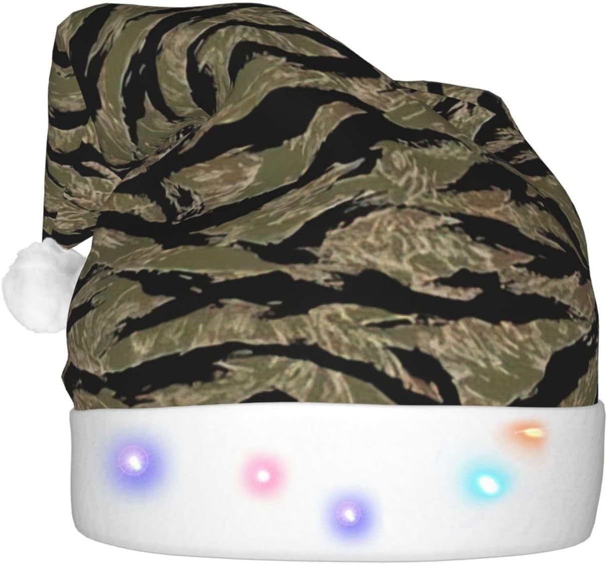 QINZHENG Tiger Stripe Camo Santa Hat with LED Lights