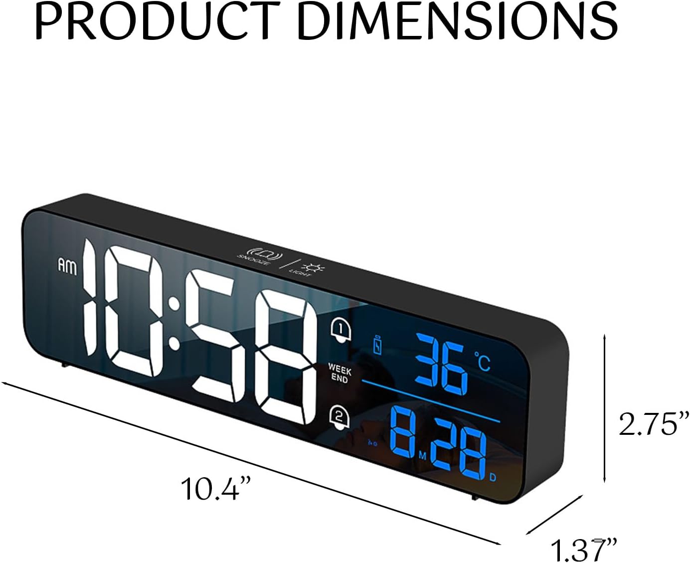 LED Alarm Clock with Voice Control and Dual Alarm