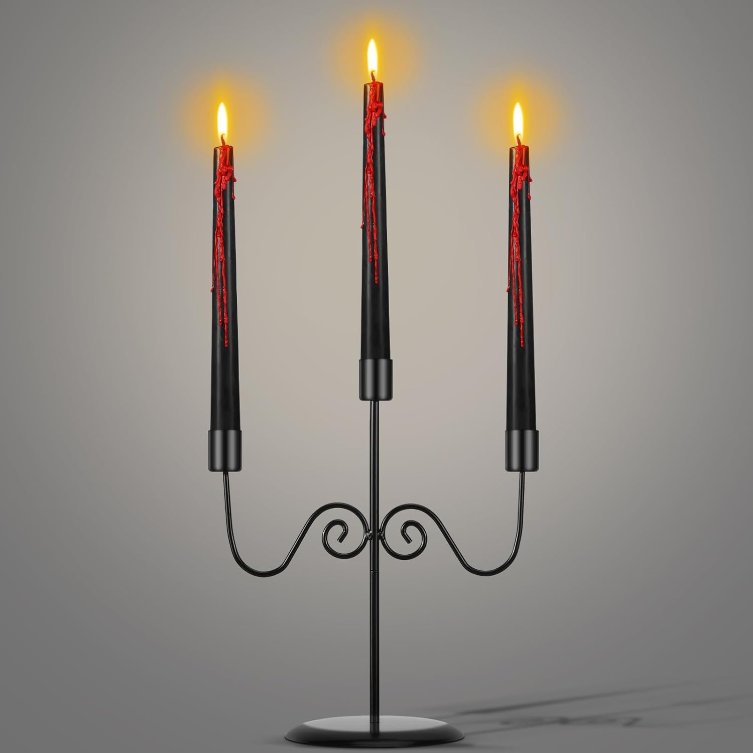 3 Arms Halloween Candelabra with 3 Bleeding Candles