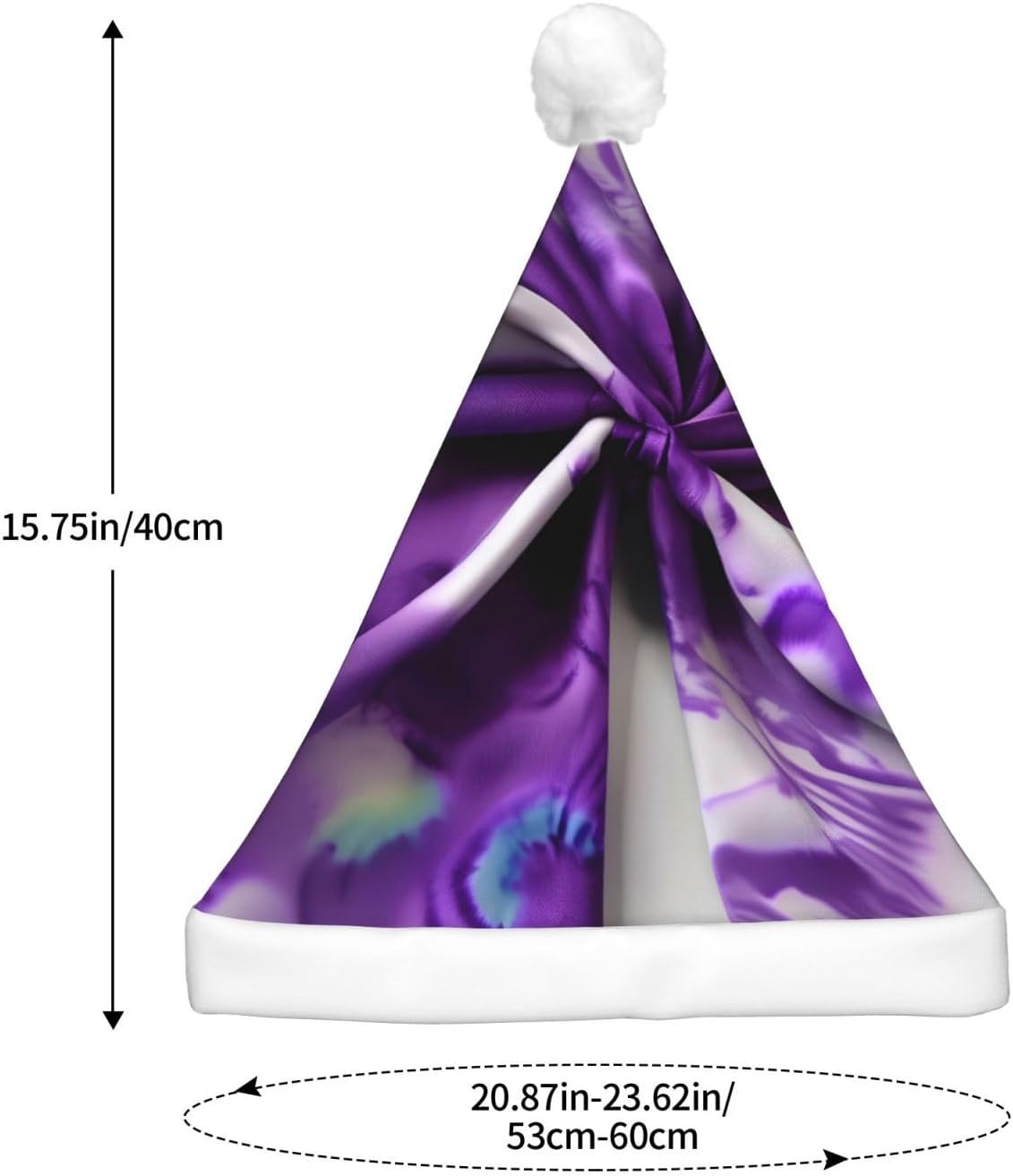 Purple Tie Dye Flower Print Christmas Hat with LED Lights