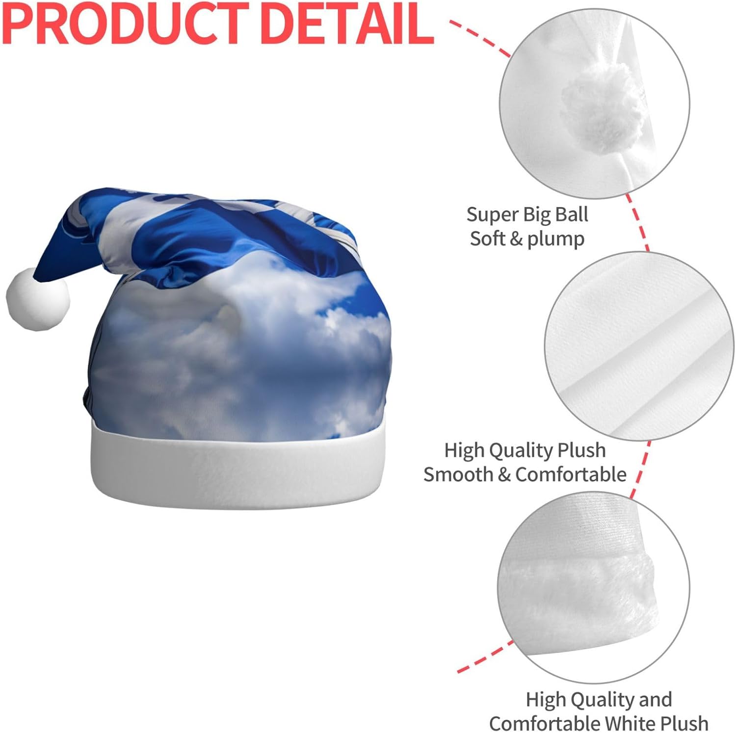 Blue Honduras Flag Santa Hat for Christmas Party Adult Plush