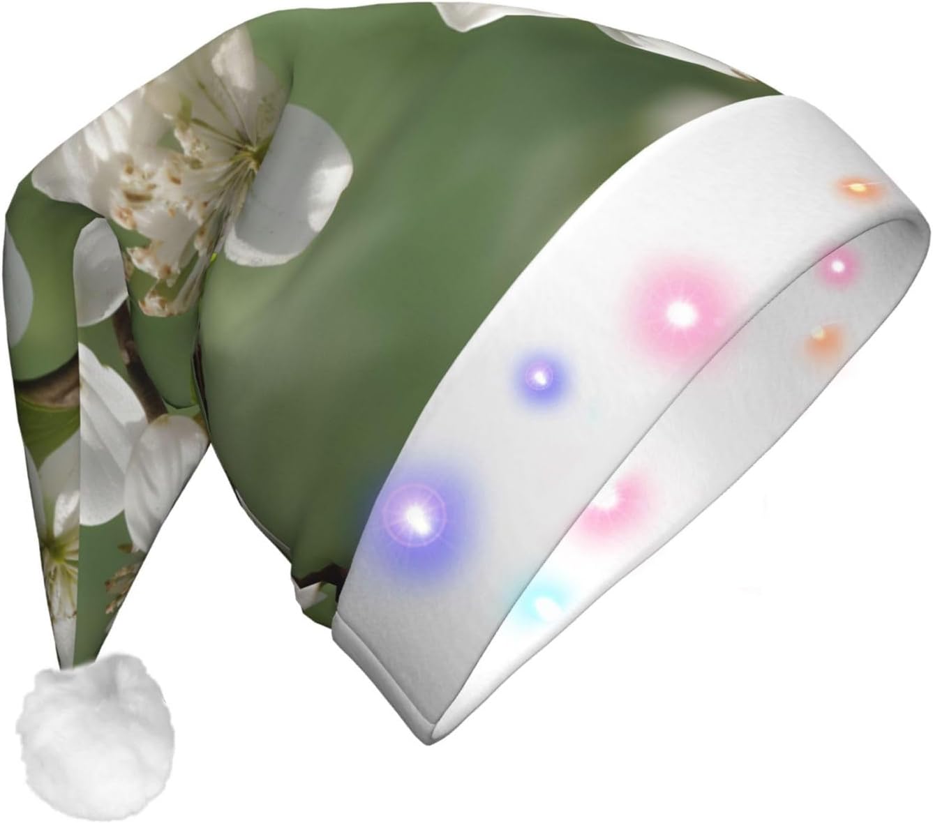 Spring Dogwood Blossoms Print LED Christmas Hat Unisex Adult