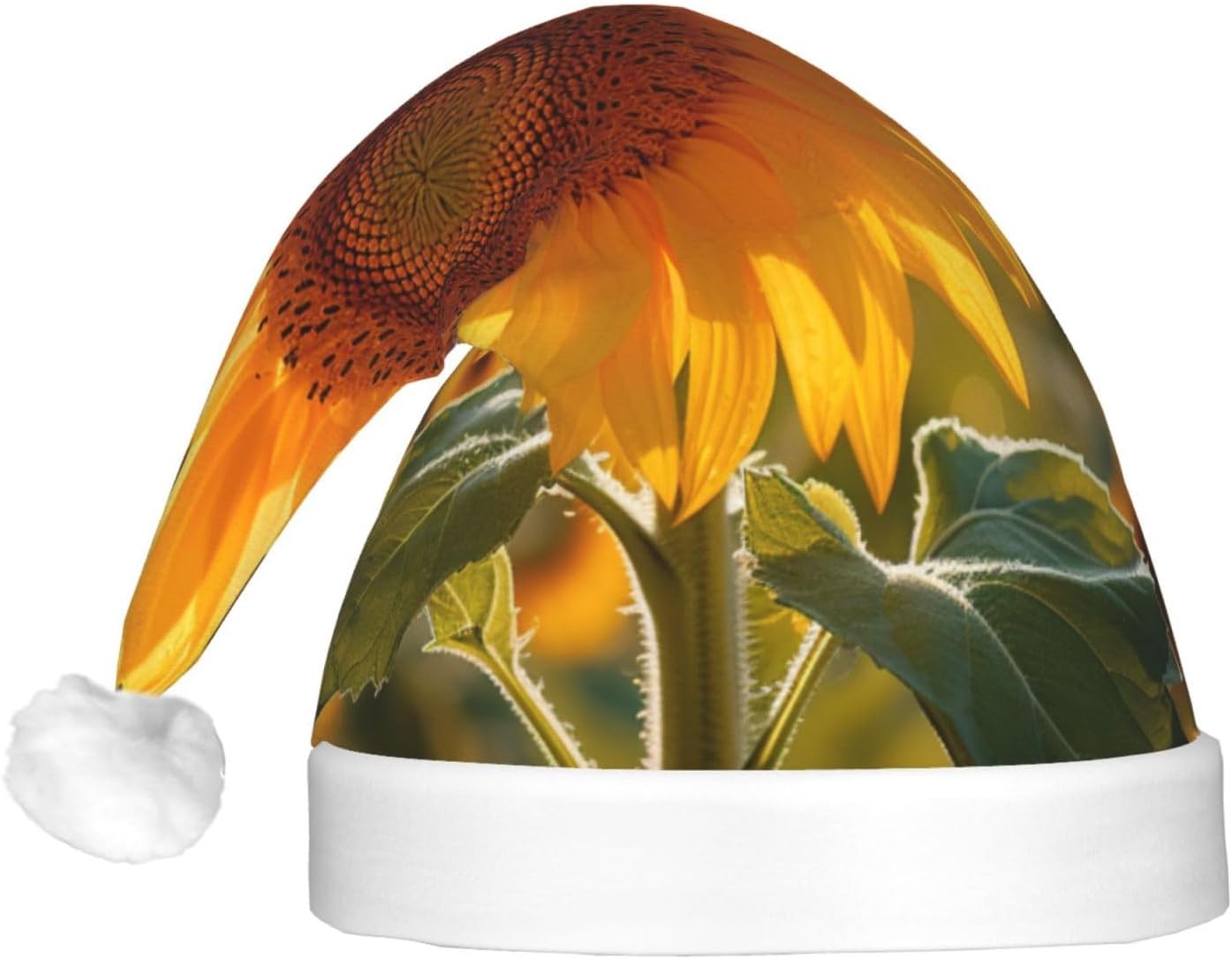 QINZHENG LED Light Up Small Daisy Print Santa Hat