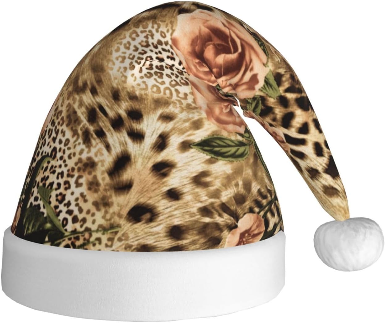 QinZheng Striped Leopard Print Santa Hat for Women