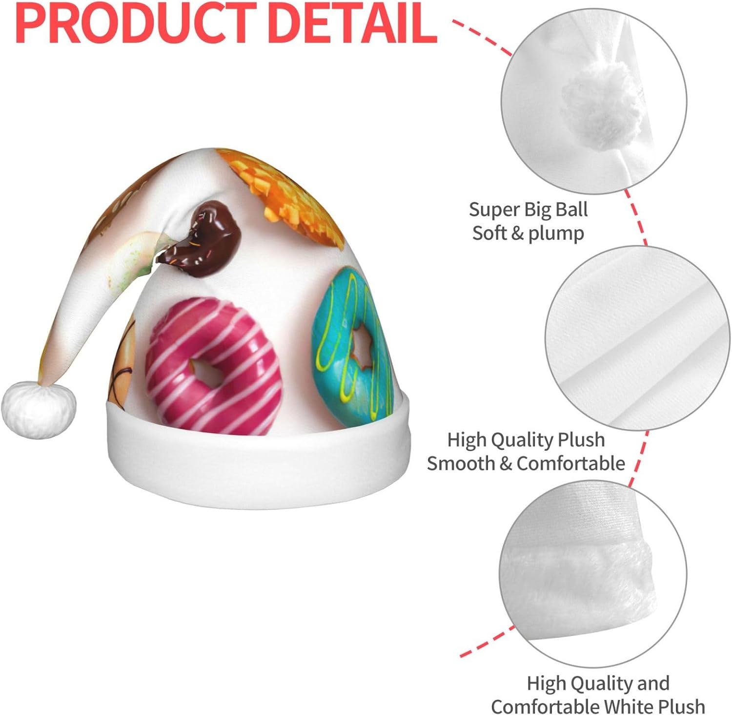 Different Flavors Doughnuts Christmas Santa Hat Small Size