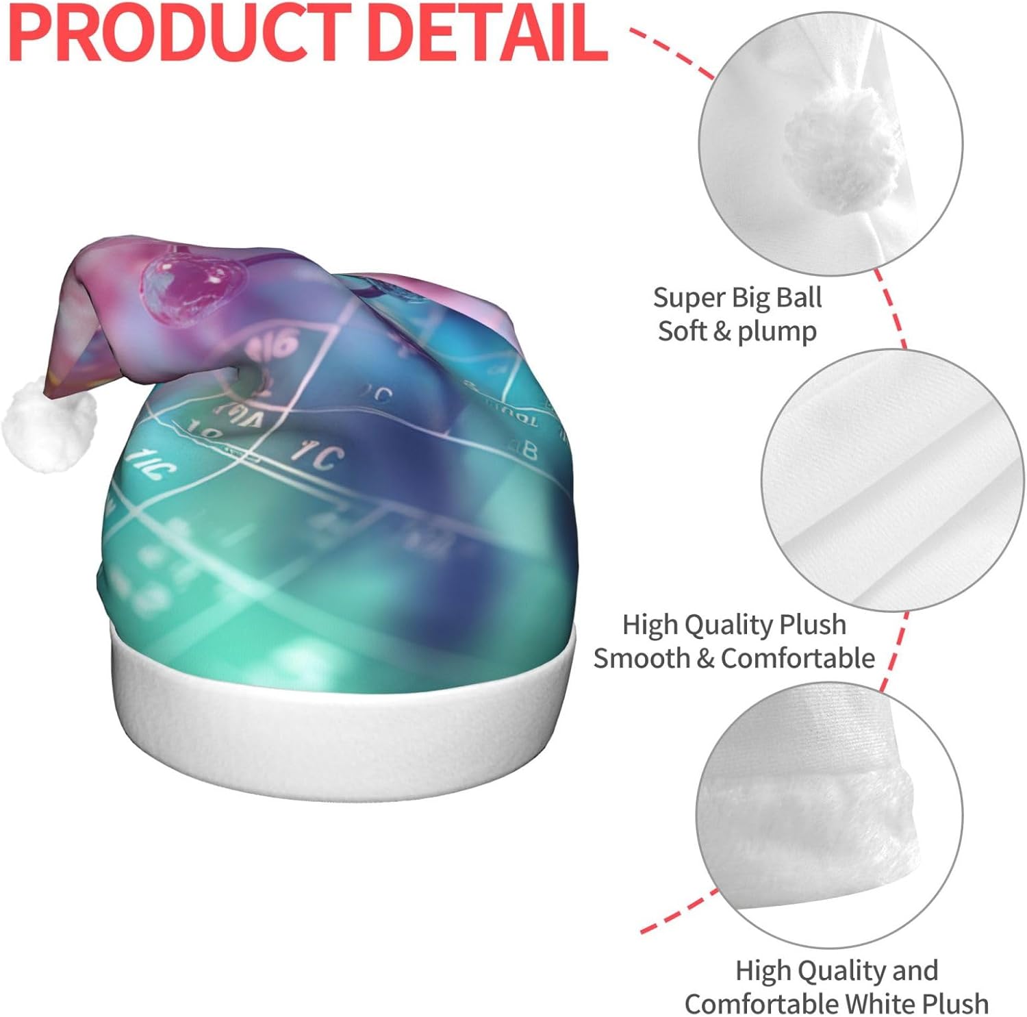 Chemical Periodic Table LED Santa Hat for Adults Christmas Party