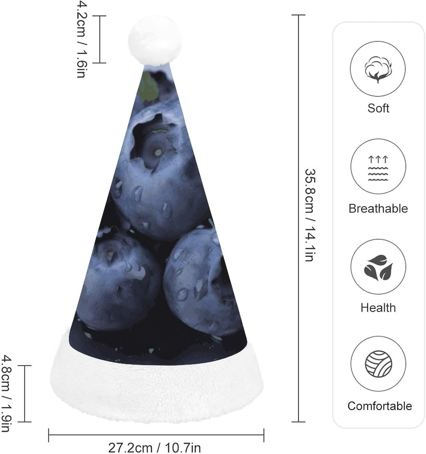 Santa Hat Blueberry Christmas Headwear for Adults