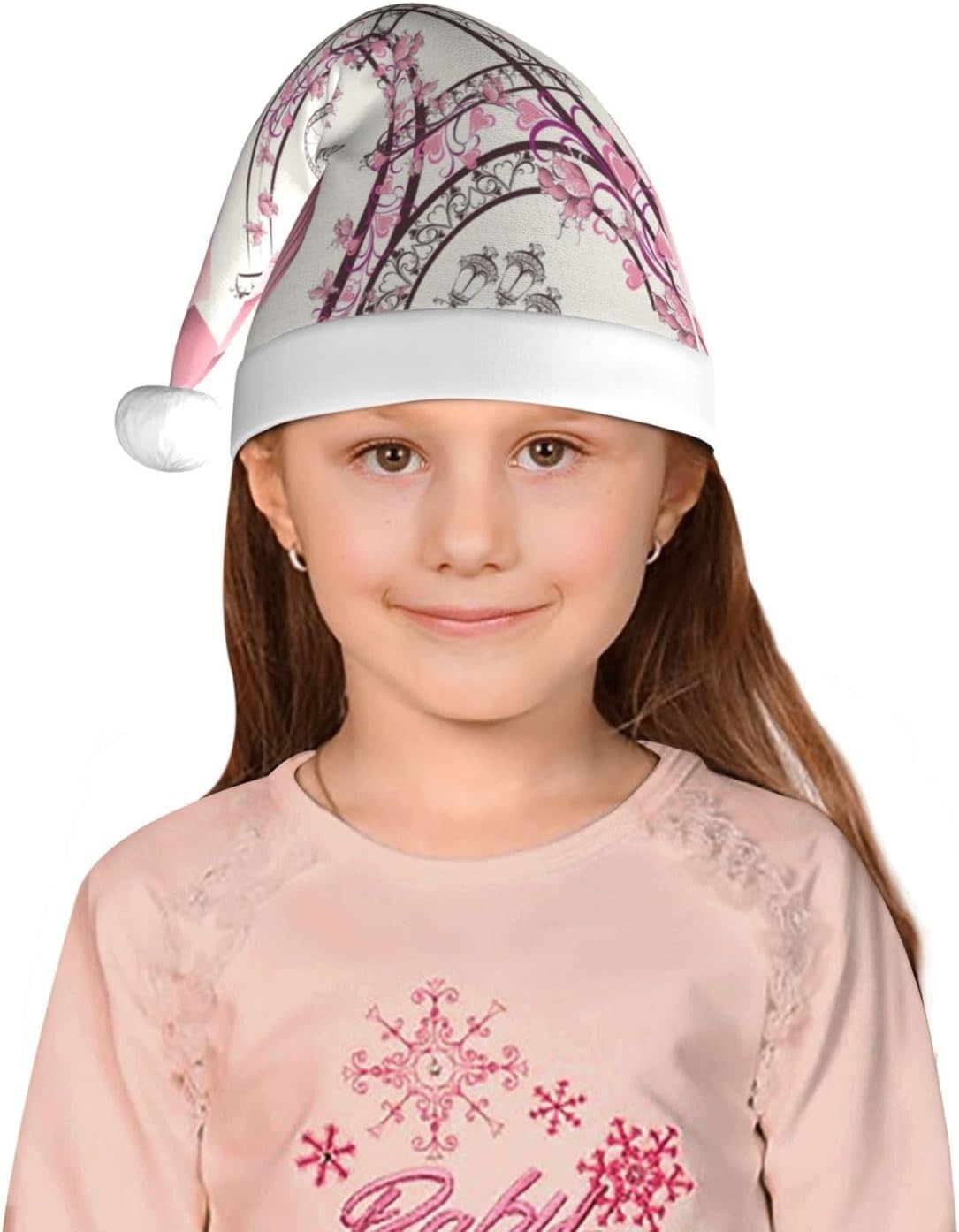 Dog and Paris Towe Print Christmas Santa Hat Small Size