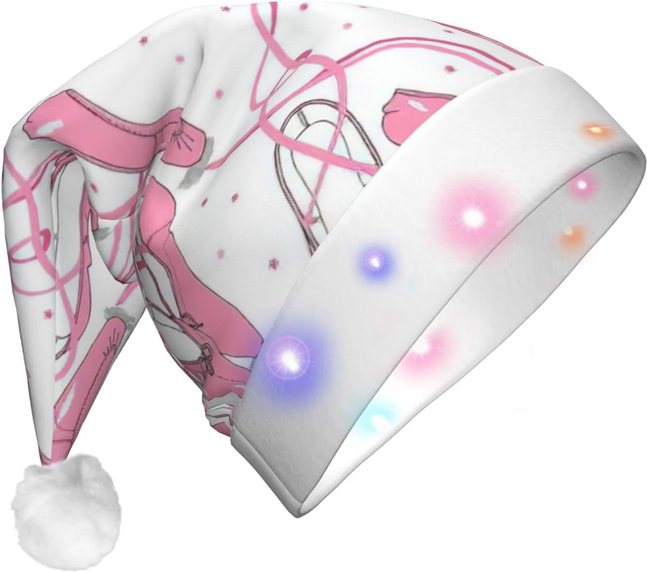 Pink Ballet Shoes Print Christmas Santa Hat for Adults