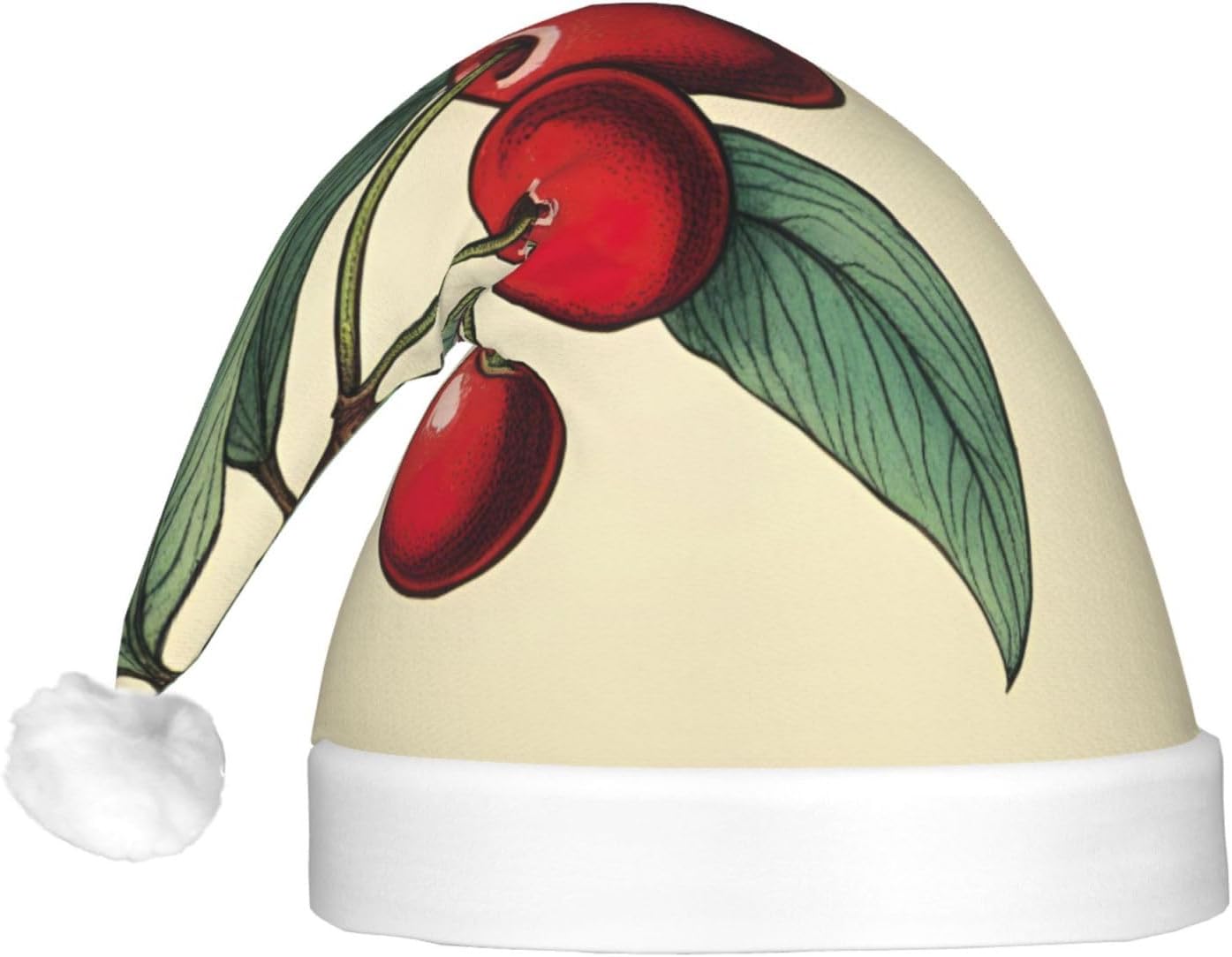 QINZHENG Red Cherry Print LED Santa Hat for Adults