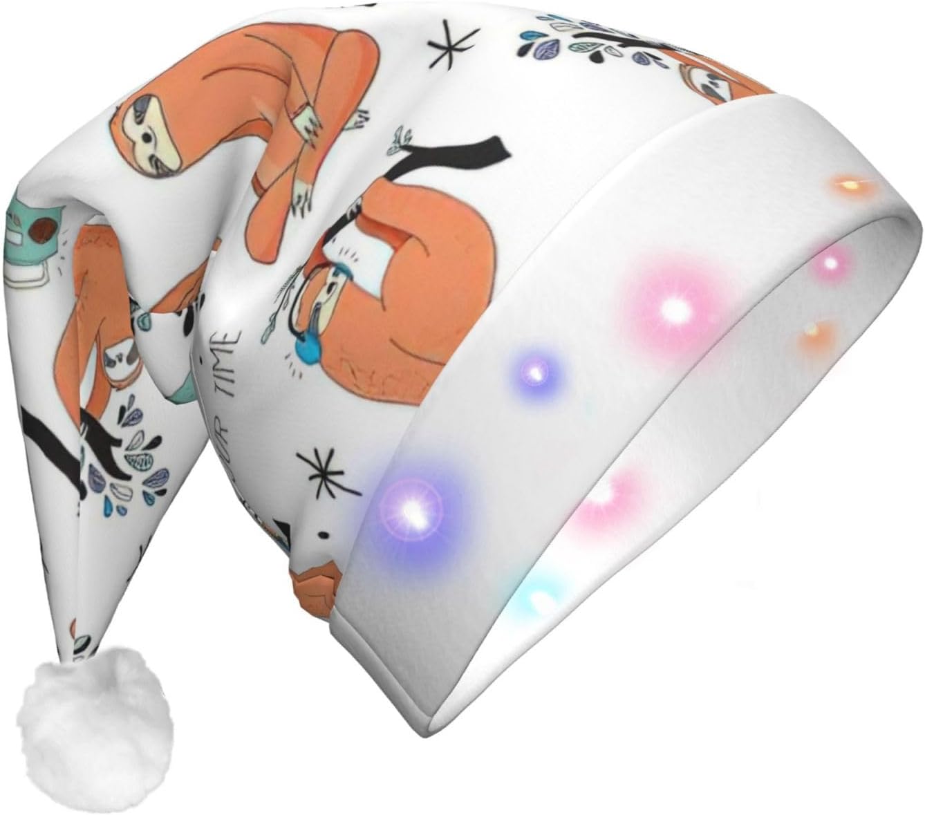 QINZHENG LED Brown Sloth Santa Halloween Hat