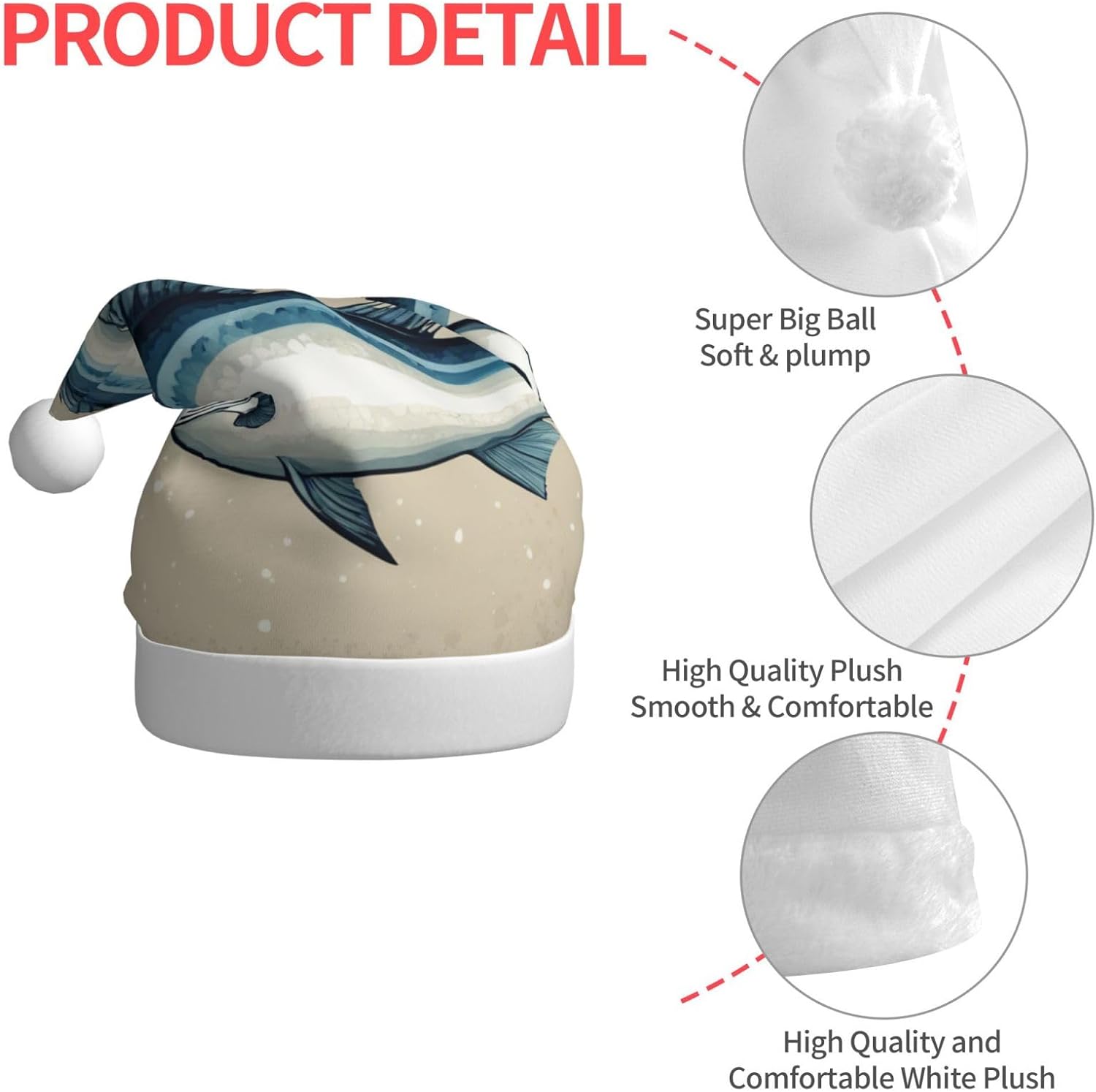 QINZHENG Bluefish Design Santa Hat for Women