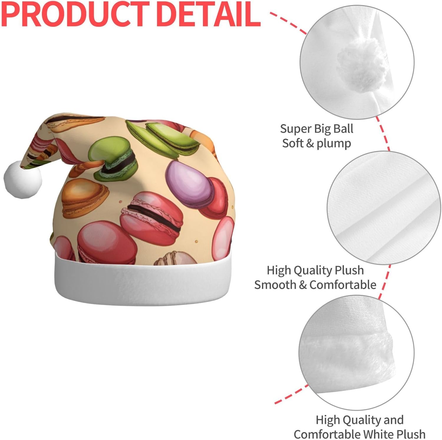 QINZHENG Personalized Santa Hat Velvet Plush Christmas Headwear