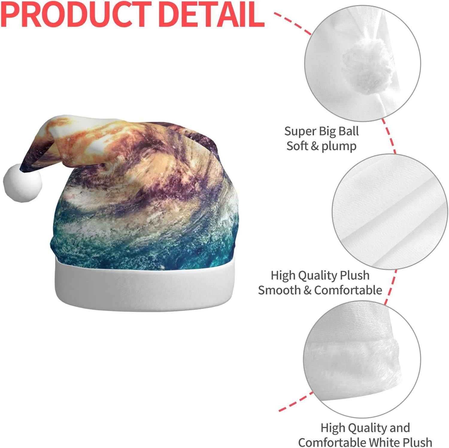 QINZHENG Galaxy Print Santa Hat for Women