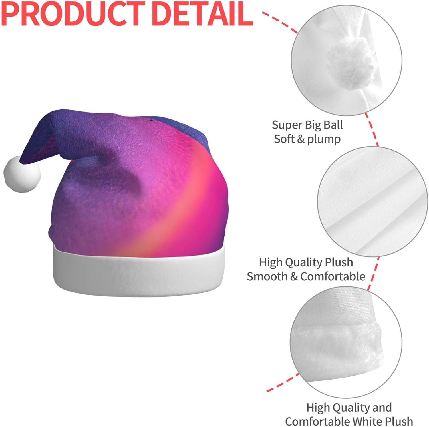 QINZHENG Abstract Geometric Santa Hat for Women