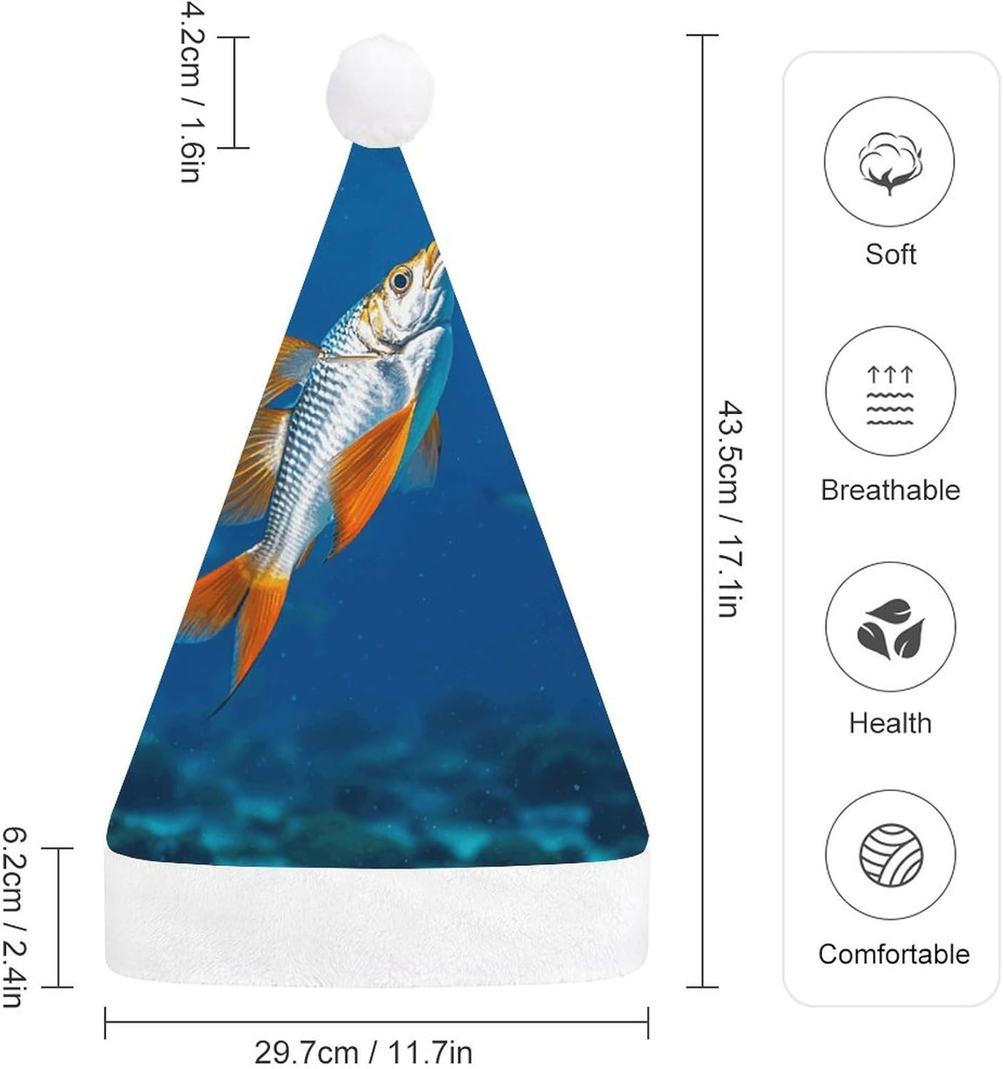 Santa Hat Flying Fish Christmas Headwear for Adults