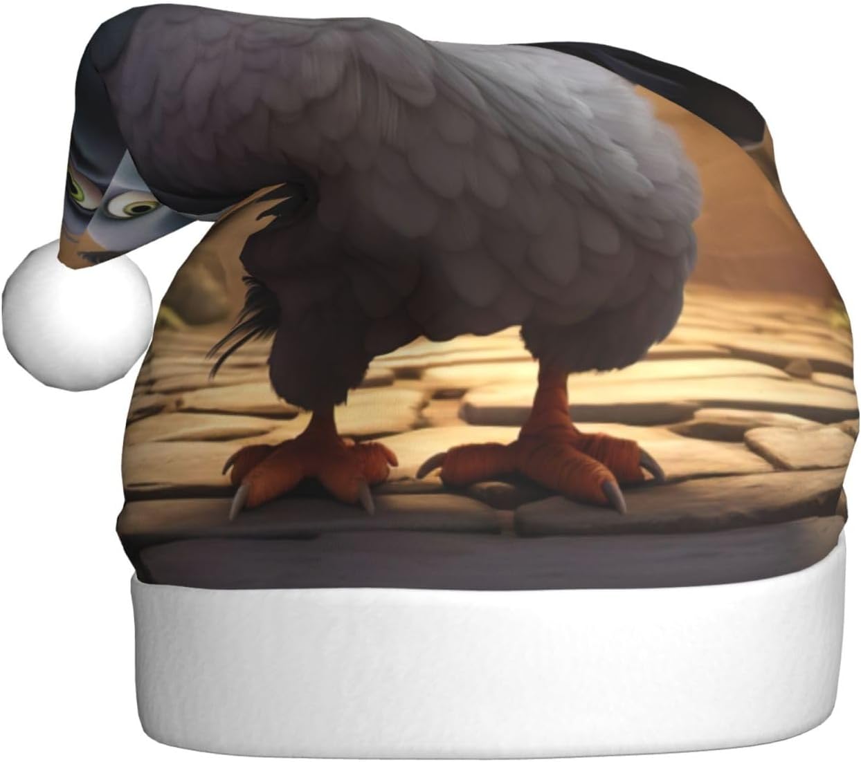 QinZheng Cartoon Pigeon Santa Hat Novelty Christmas Gift for Women