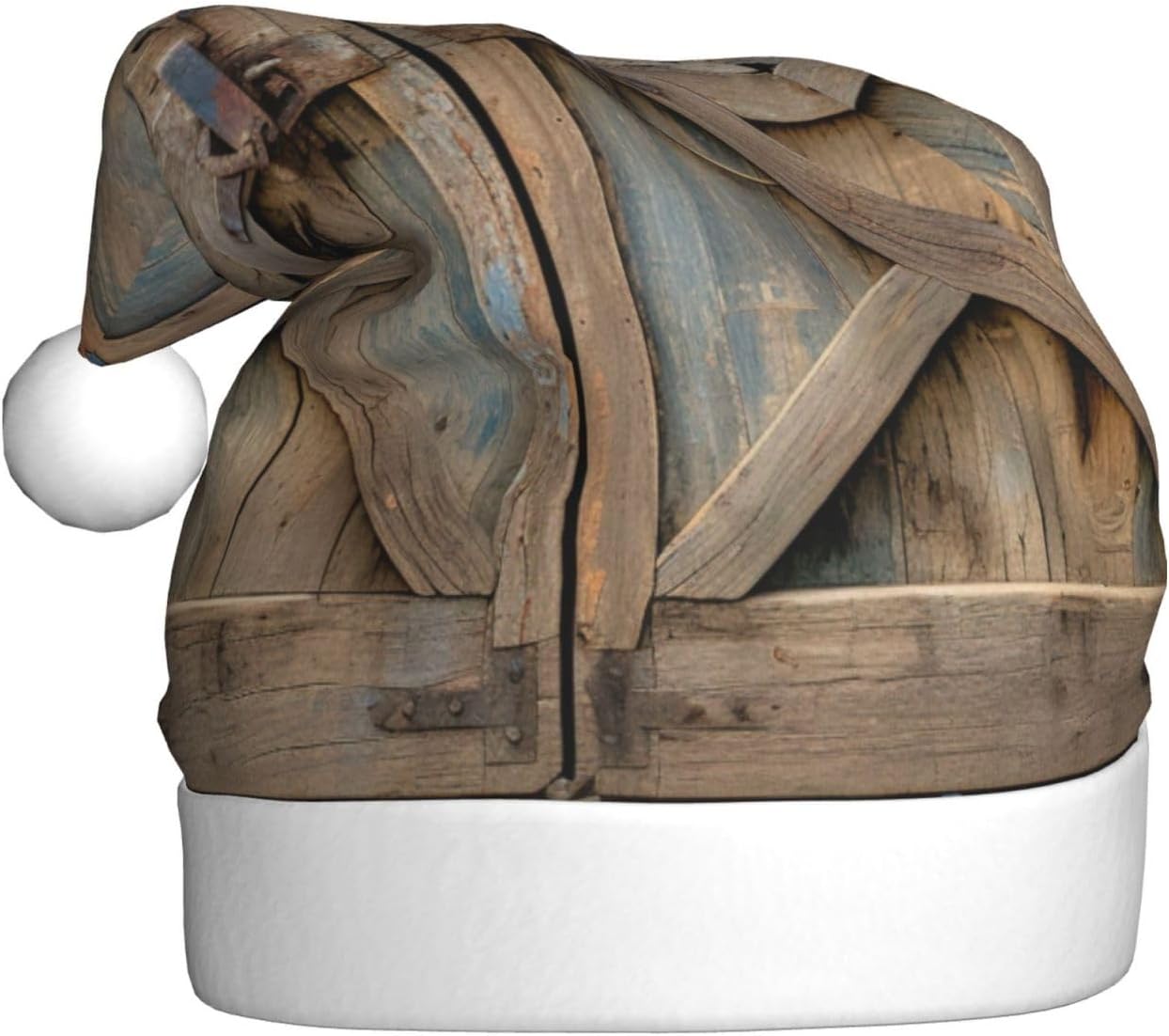 Barn Door Print Christmas Santa Hat Plush for Adults