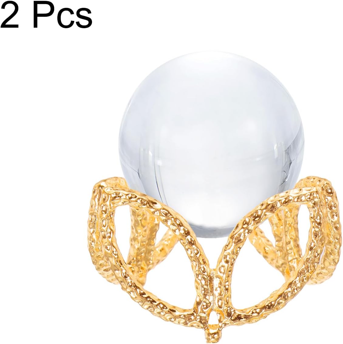 MECCANIXITY Gold Tone Crystal Ball Display Holder Pack of 2