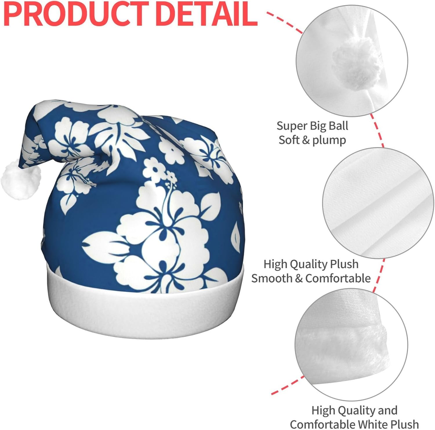 Hawaii Flower Print Light Up Santa Hat for Adult Christmas Party