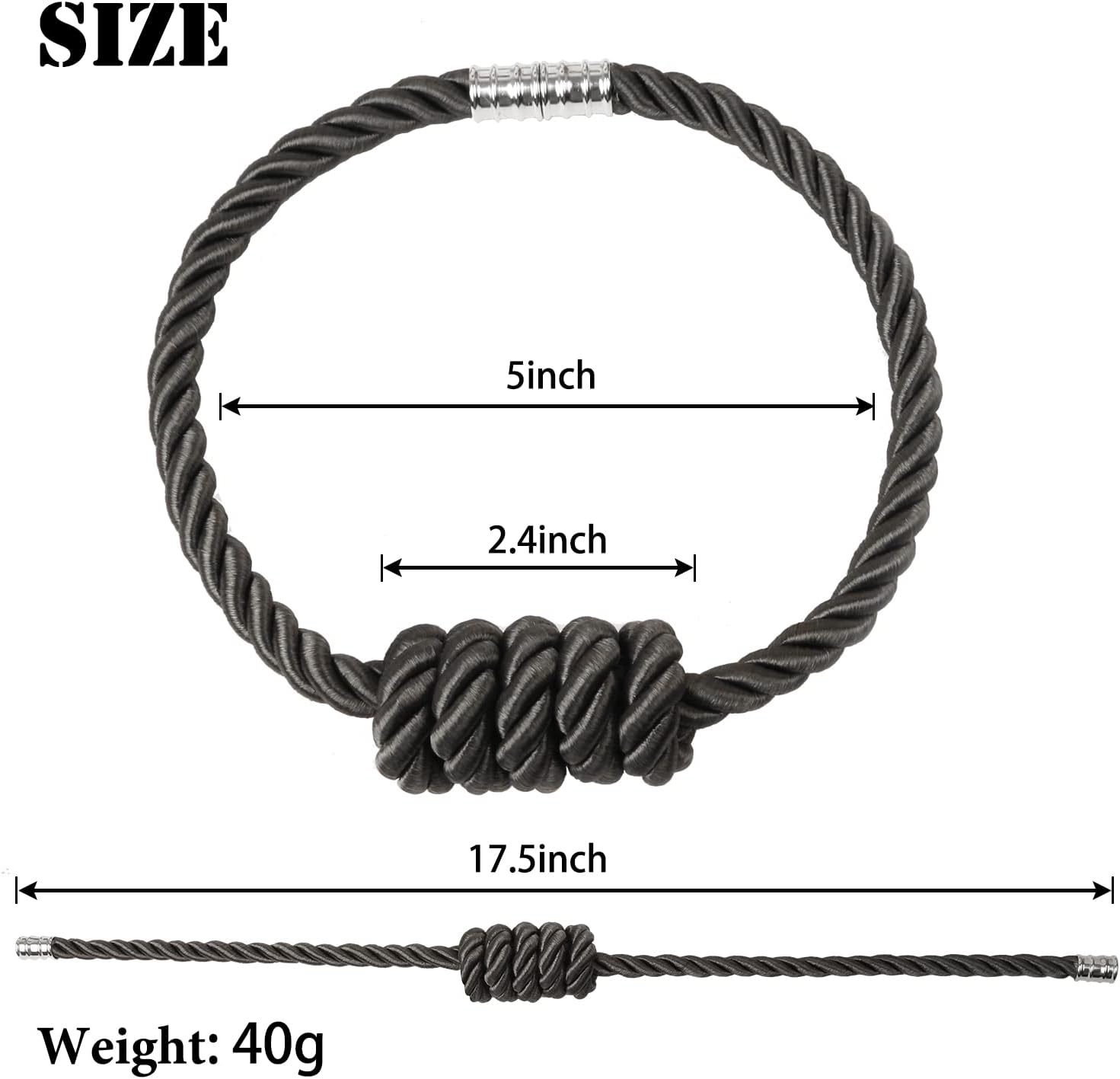 BEL AVENIR Magnetic Curtain Holdbacks 4 Pack Charcoal