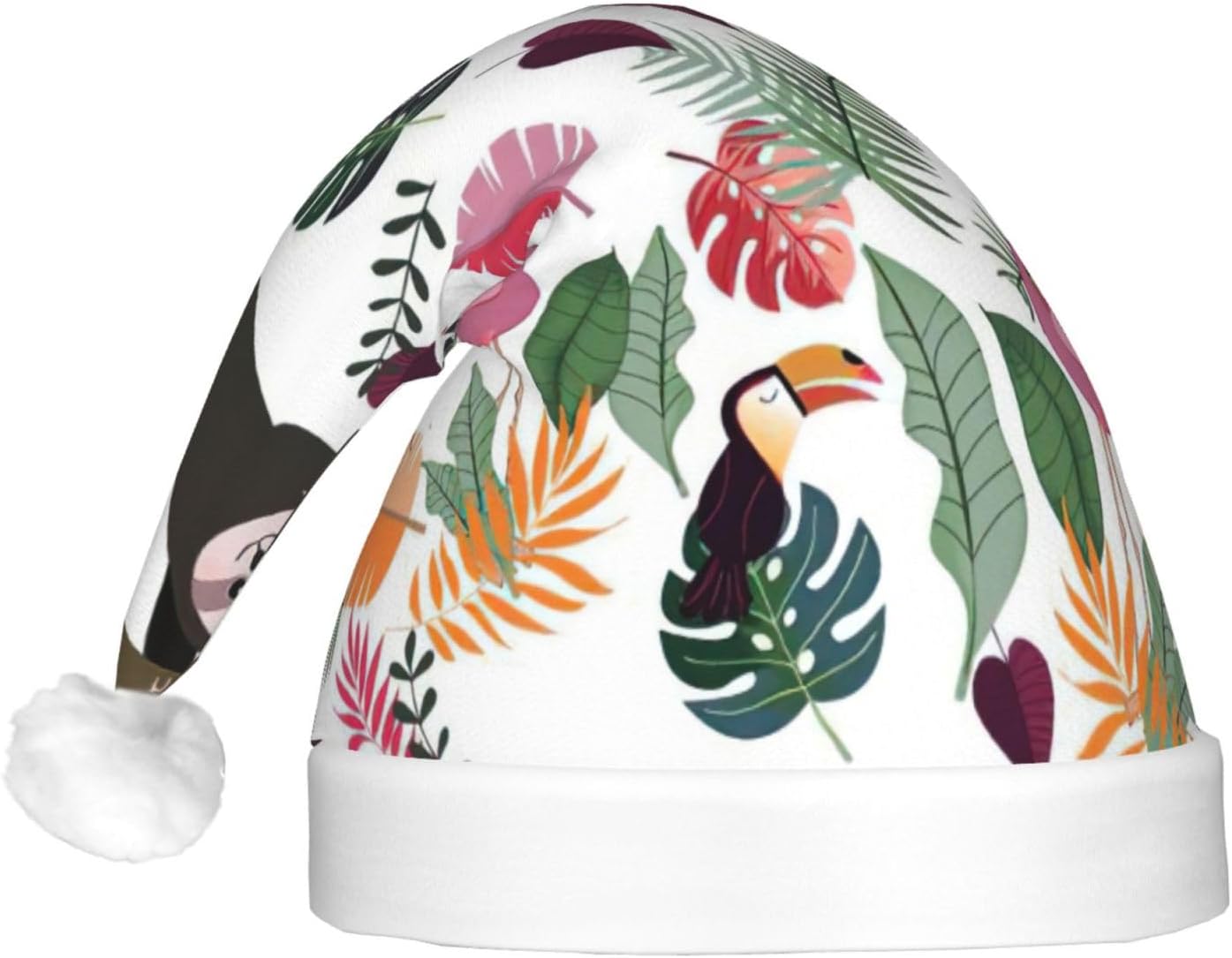 Sloth Pink Tropical Christmas Santa Hat Plush Light Up