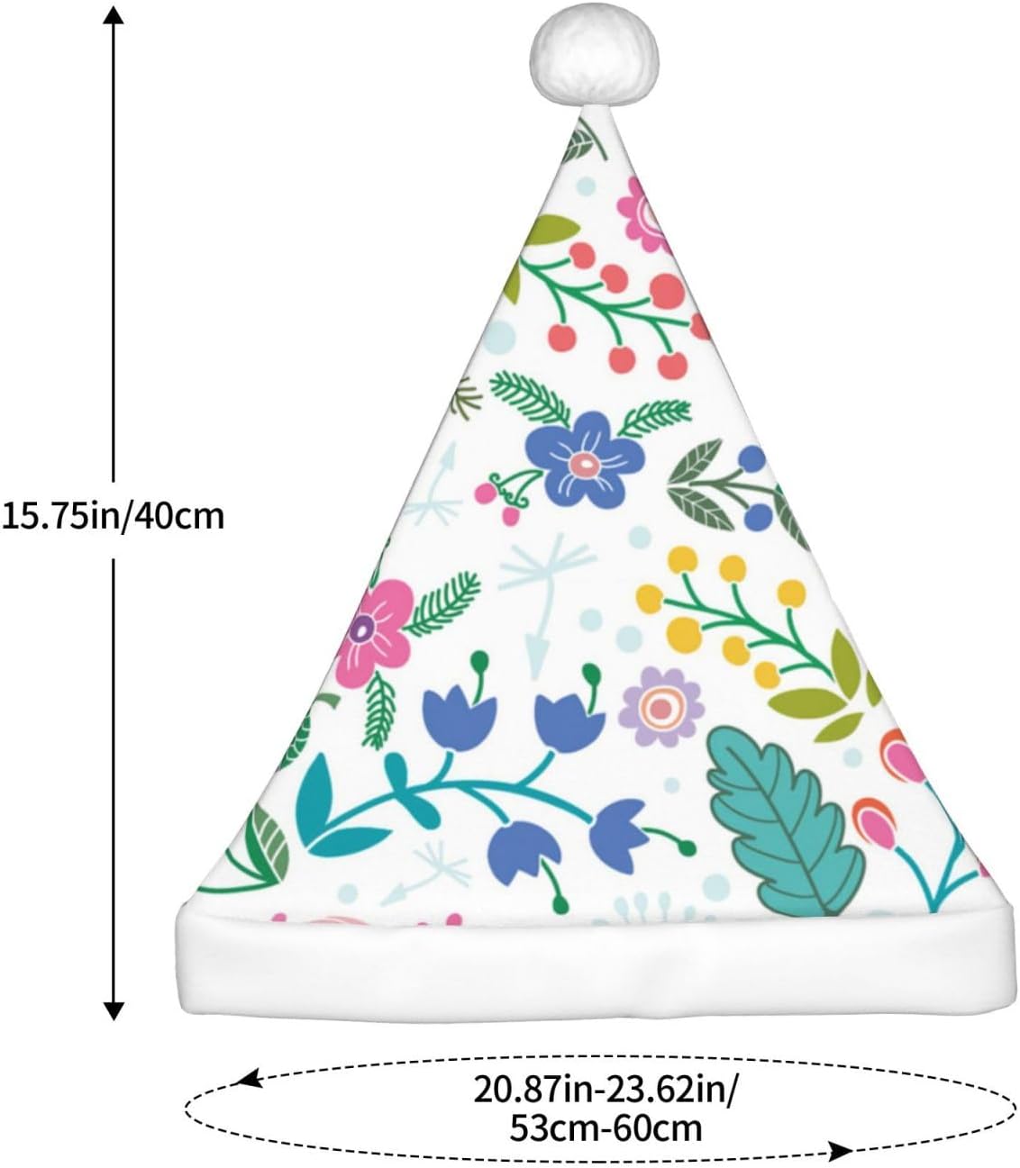 QINZHENG Personalized Santa Hat with Doodle Flowers Print