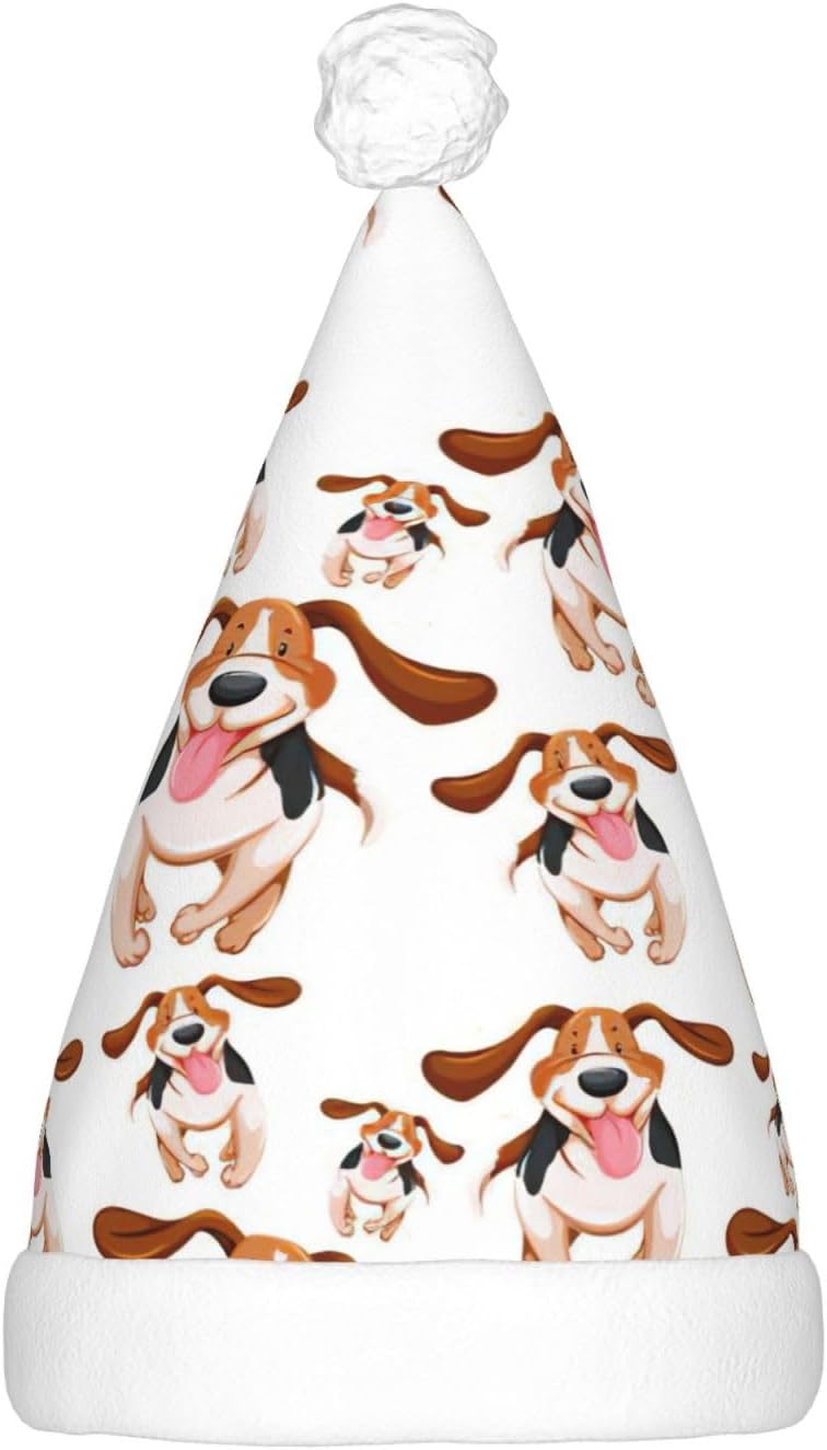 Cartoon Pug Print Light Up Santa Hat For Adults