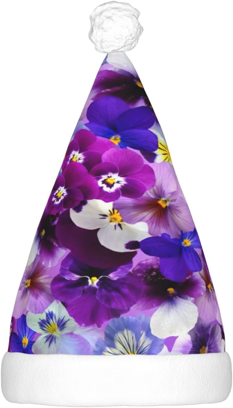 Purple Flower Print LED Christmas Hat Unisex Adult