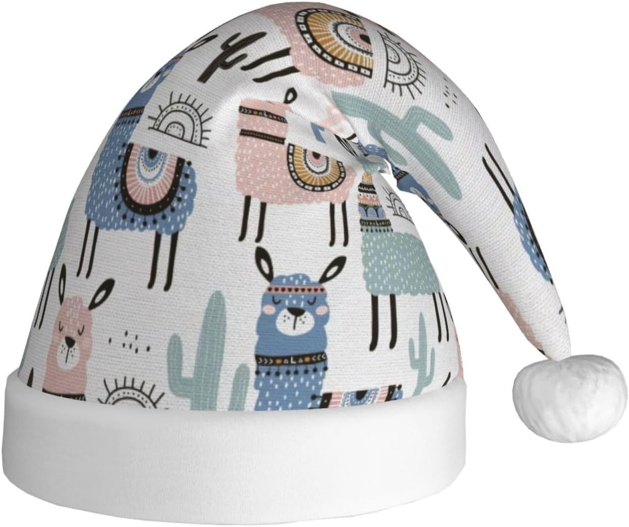 QINZHENG Llama Alpaca Cactus Print Santa Hat