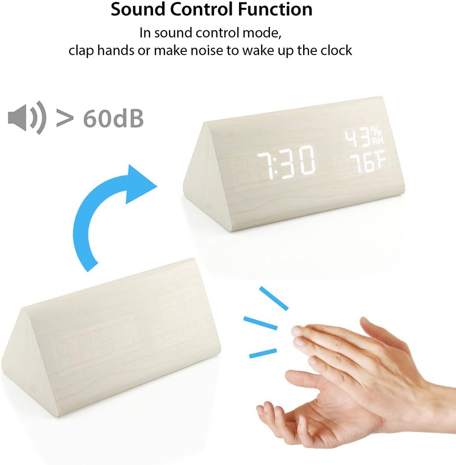 OCT17 Wooden Alarm Clock with Smart LED Display