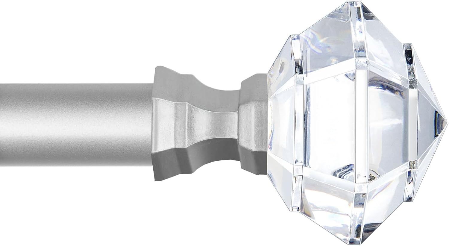TONIAL Window Rods 32-86 Inches with Acrylic Diamond Finial and Nickel Finish