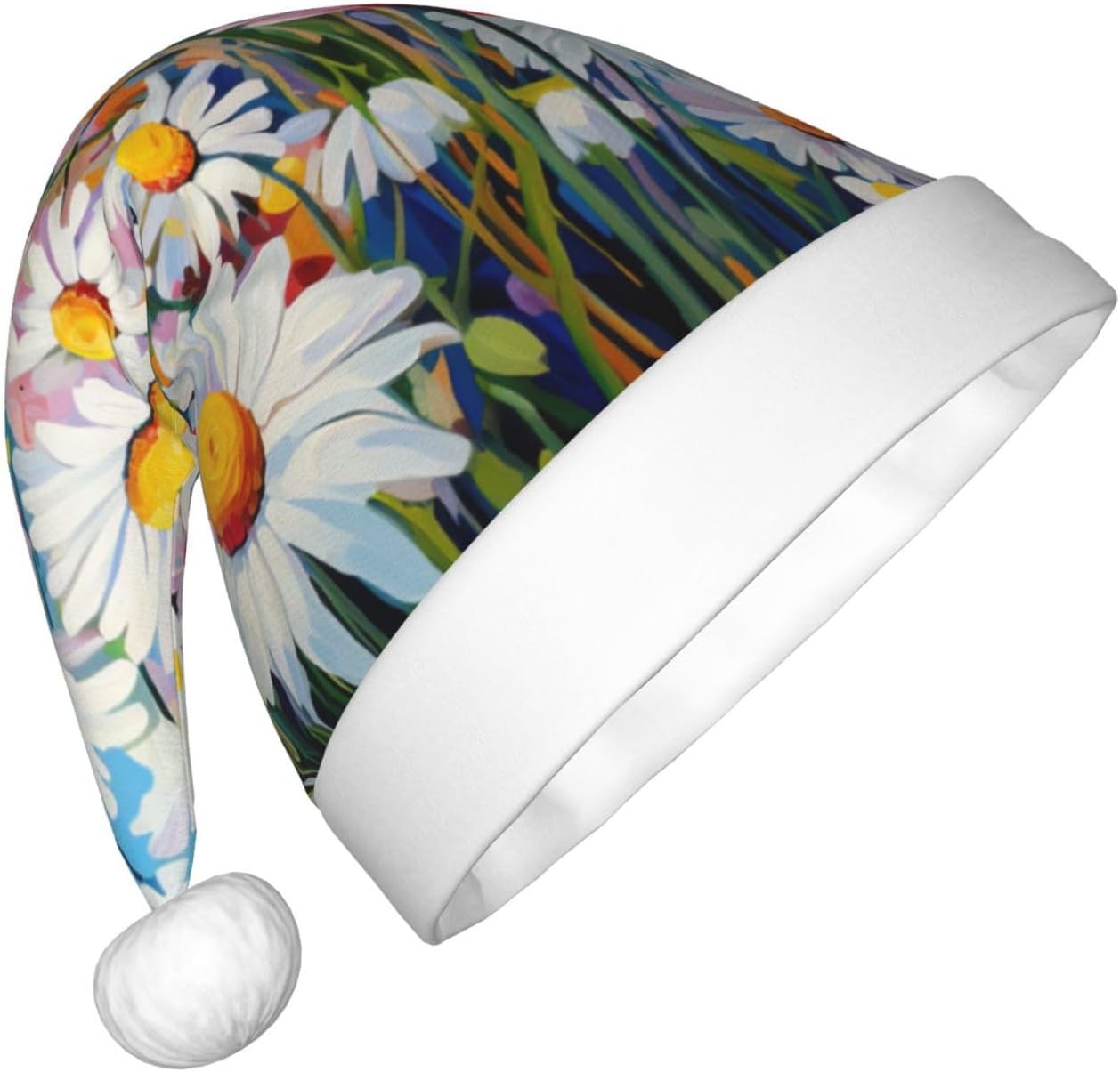 Summer Floral Daisies Christmas Santa Hat Small Plush