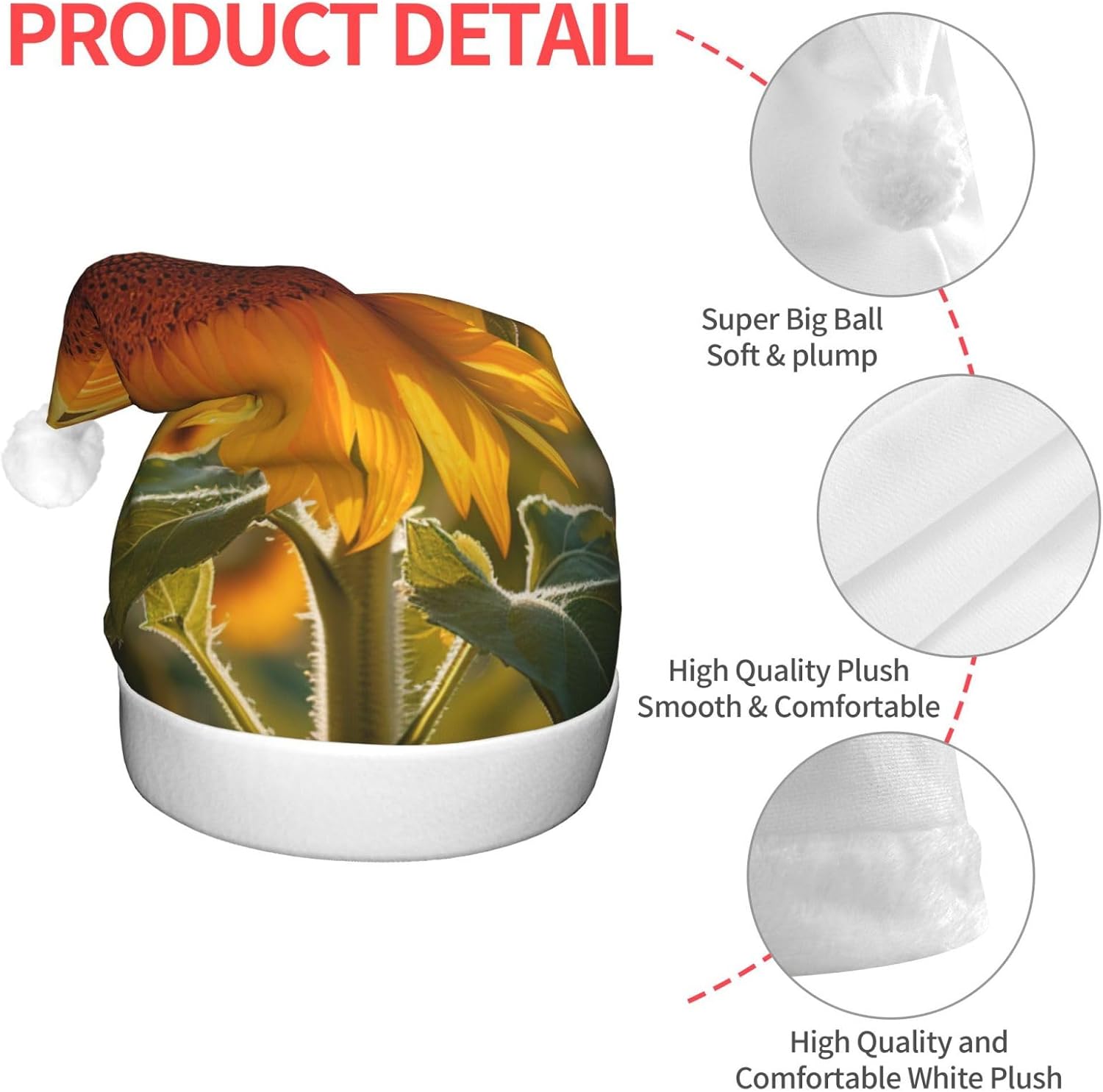 QINZHENG LED Light Up Small Daisy Print Santa Hat