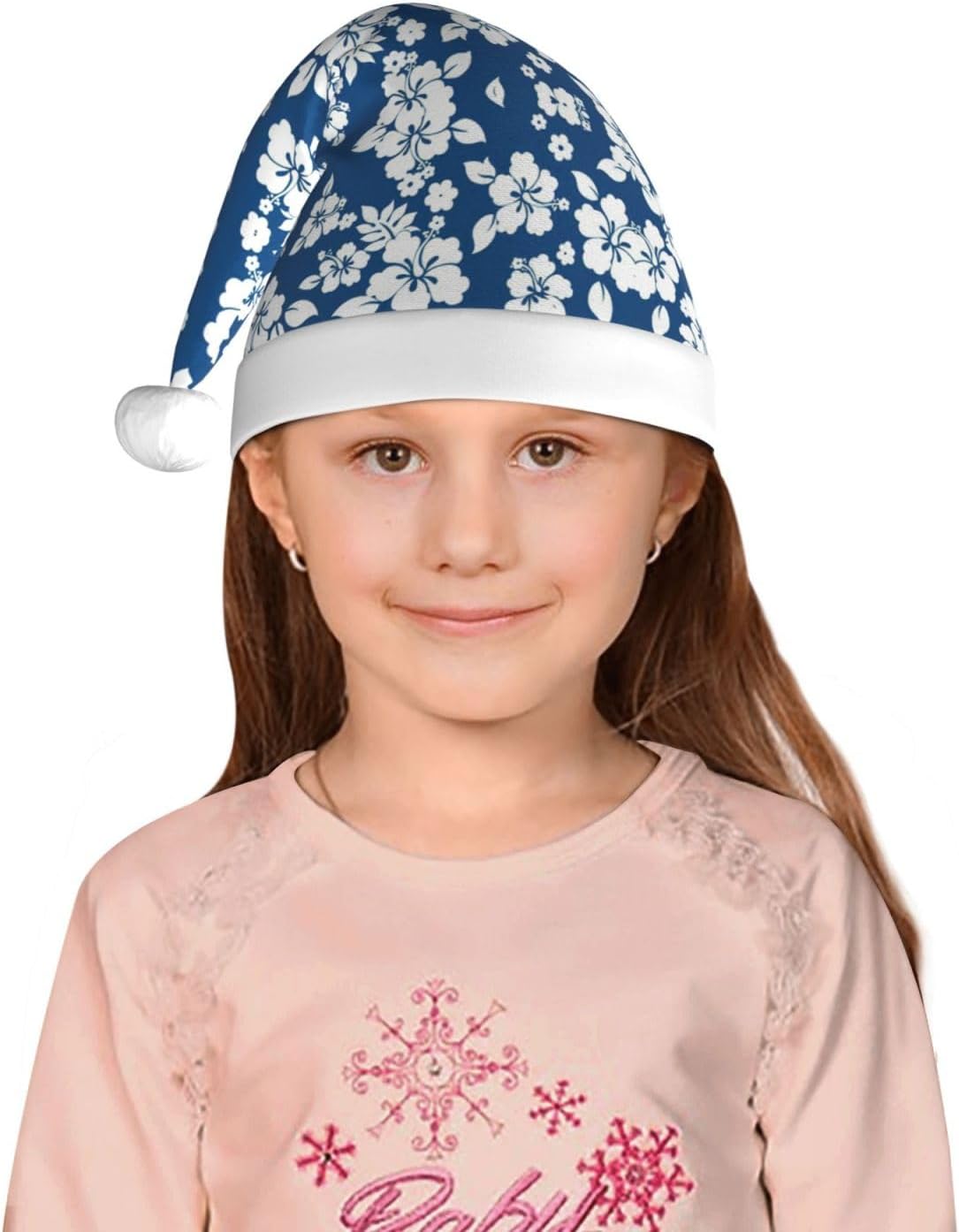 Hawaii Flower Print Santa Hat Christmas Party Headwear