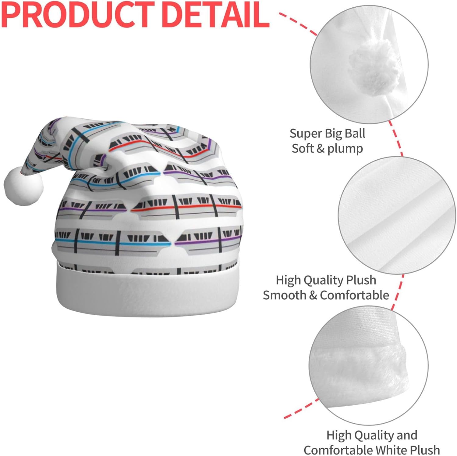 QINZHENG Monorail Train Santa Hat Personalized Christmas Headwear