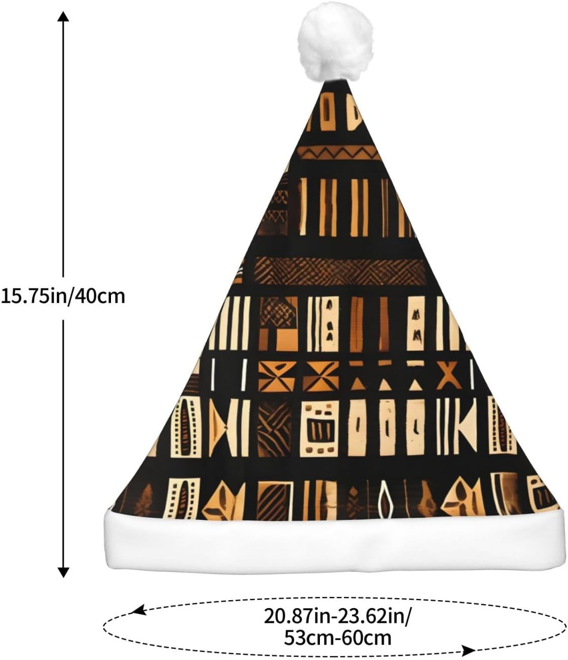 QINZHENG LED Christmas Santa Hat with Tribal Print