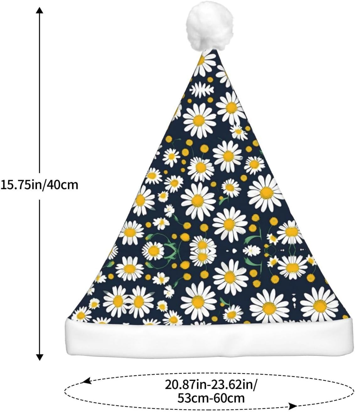 Floral Daisies Print LED Christmas Santa Hat for Adults