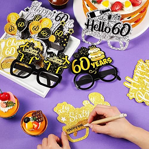 Threan 36 Pcs 60th Birthday Paper Eyeglasses